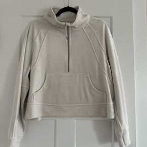 Half-Zip Fleece Pullover Sweatshirt - Cream